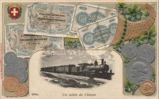 Chiasso with stamps Embossed Litho