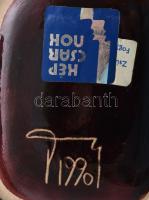 Végvári Gyula: Díszváza. Kerámia, jelzett, datált, hibátlan, m: 17,5 cm