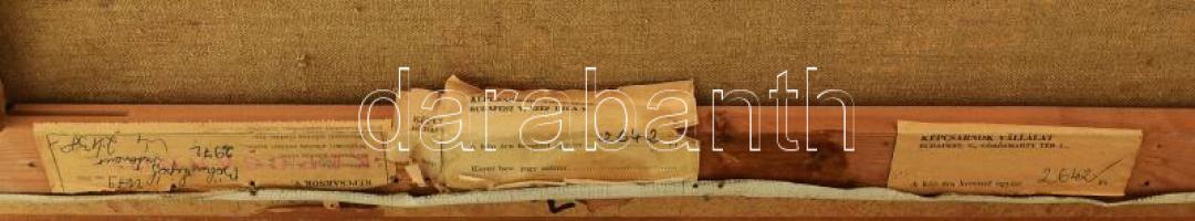 Böhm Lipót, Poldi (1916-1995): Interieur. Olaj, vászon, jelezve jobbra középen. Hátoldalán Képcsarno...