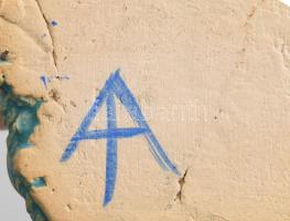 Szabó Kata 2 db türkizmázas kerámia falidísz, jelzett, hibátlan, m: 15-15,5 cm