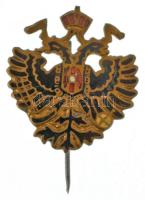 Ausztria ~1900. Habsburg birodalmi sas zománcozott bronz jelvény, hátlapon pótolt tűvel (20x18mm) T:XF Austria ~1900. Habsburg imperial eagle enamelled bronze badge, on the back with replaced pin (20x18mm) C:XF