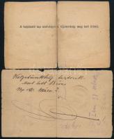 1918-29 Budapest, 2 db bejelentés igazoló szelvény ugyanazon személy részére, kissé sérült