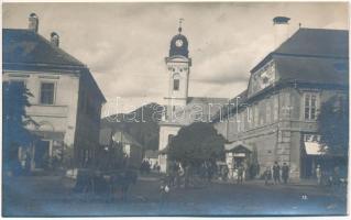 1928 Nagybánya, Baia Mare; Híd utca, templom / street view, church (EK)