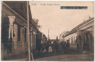 Balázsfalva, Blasendorf, Blaj; Strada Regina Maria / Nagy utca, Sinberger Salamon üzlete. Vasúti levelezőlapárusítás 1276. / street view, shop (fa)