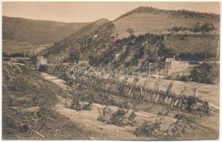 Koromnok, Koramnik, Coramnic; A koramniki vasúti híd, melyet az árvíz 150 méterre sodort. Grieser Mátyás kiadása (Orsova) / Die Eisenbahnbrücke bei Koramnik, welche durch das Hochwasser 150 Meter weit fortgerissen wurde / railway bridge, which was swept 150 meters away by the flood