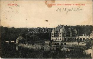 1913 Vízakna, Salzburg, Ocna Sibiului; Kincstári szálló a Rákóczy és Mikes tóval. Budovsky L. kiadása / hotel and spa lakes (fl)