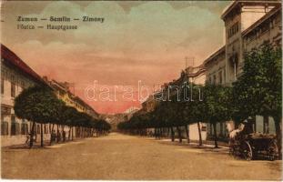 Zimony, Semlin, Zemun; Fő utca. Vasúti levelezőlapárusítás 376. / Hauptgasse / main street (EK)