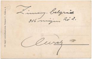 Zimony, Semlin, Zemun; Fő utca. Vasúti levelezőlapárusítás 376. / Hauptgasse / main street (EK)