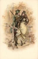 Hunter with lady litho