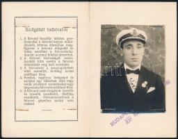 1929 Fölvonó kezelő fényképes igazolvány, Bp., VIII. ker., Práter u. 44., érdekes egyenruhában, sapk...