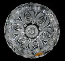 Haas & Czjek Budapest antik ólomkristály kínáló, címkével jelzett, kopással, d: 19 cm