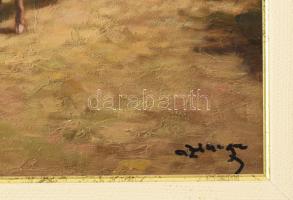 Czinege Zsolt (1964-): Itatás. Olaj, vászon, jelzett. Dekoratív fakeretben. 51x61 cm