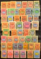 Illetékbélyeg gyűjtemény A4-es berakóban, benne városi illetékbélyegek és levélzárók is