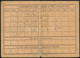 1941 Bp., Levente igazolvány, M. Kir. Budapest Szfv. XI. Kerületi Katonai parancsnokság bélyegzővel