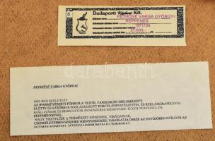 Pethőné Varga Györgyi (1942-): Reppenés (vadkacsák). Olaj, farost, jelzett, hátoldalán címkén felira...