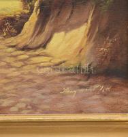 Reinprecht Károly (1903-?): Erdei patak. Olaj, karton, jelzett. Dekoratív fakeretben, 28×33,5 cm