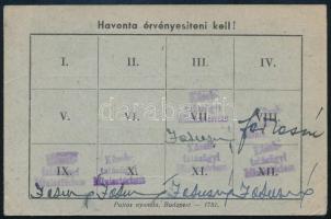 1952 Közoktatási Minisztérium - állandó be- és kilépési engedély, a minisztérium bélyegzőjével