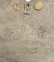 cca XIX. sz. közepe/vége, Német ón szív alakú ajándéktárgy, jelzett, kopott, 22x21 cm