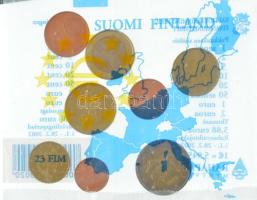 Finnország 1999. 1c-2E (8xklf) forgalmi sor bontatlan pénzverdei fóüliacsomagban T:UNC Finland 1999. 1 Cent - 2 Euro (8xdiff) coin set in unopened mint foil pack C:UNC