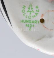 Hollóházi art deco macska, tervező: Torma Istvánné, kézzel festett, jelzett, farka ragasztott, m: 8 ...