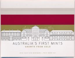 Ausztrália 2016. 1$ Al-bronz "II. Erzsébet" (4xklf verdejellel) "Australia's first mints growth from gold" dísztokban T:BU Australia 2016. 1$ Al-bronze "Elizabeth II" (4xdiff mintmarks) in "Australia's first mints growth from gold" case C:BU