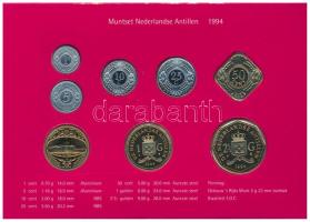Holland Antillák 1994. 1c - 2 1/2G (7xklf) forgalmi sor + "Holland verde" zseton szettben,...