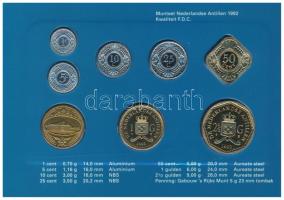 Holland Antillák 1992. 1c - 2 1/2G (7xklf) forgalmi sor + "Holland verde" zseton szettben,...