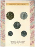 Finnország 1993. 10p - 5M Cu-Ni (4xklf) forgalmi összeállítás + "Finn verde" jelzett Ag zs...