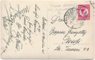 1931 Brassópojána, Pojána, Schulerau, Poiana Brasov; síelők, hóember, téli sport / winter sport, ski...