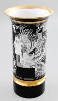 Hollóházi Szász Endre által tervezett váza, jelzett, kopással, m: 26 cm