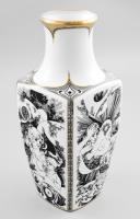 Hollóházi Jurcsák László által tervezett váza: Négy évszak. Matricás, jelzett, hibátlan, m: 31 cm