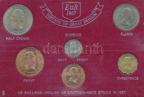 Nagy-Britannia 1967. 1/2p-1/2C (6xklf) forgalmi sor sérült műanyag tokban T:UNC,AU Great Britain 1967 1/2 Penny - 1/2 Crown (6xdiff) coin set in damaged plastic case C:UNC,AU