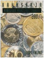 Finnország 2001. 10p - 10M (5xklf) forgalmi sor + "Finn verde" Cu-Ni zseton szettben, karton dísztokban T:UNC  Finland 2001. 10 Pennia - 10 Markkaa (5xdiff) + "Mint of Finland" Cu-Ni token in set, in cardboard case C:UNC