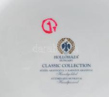 Hollóházi porcelán kínáló d: 20,5 cm + ékszeres dobozka d: 7,5 cm, jelzett, kis kopással