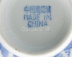 4 db kínai leveses tál és kanál, jelzett, hibátlan