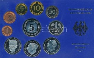 NSZK 1984G 1pf-5M (10xklf) forgalmi sor műanyag dísztokban T:PP FRG 1984F 1 Pfennig - 5 Mark (10x) coin set in plastic case C:PP