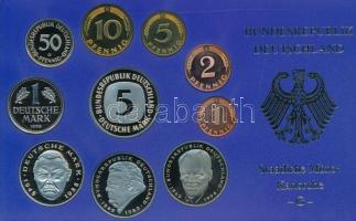 NSZK 1998G 1pf-5M (10xklf) forgalmi sor műanyag és papír dísztokban T:PP FRG 1998F 1 Pfennig - 5 Mar...
