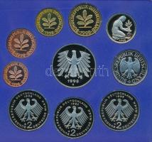 NSZK 1998G 1pf-5M (10xklf) forgalmi sor műanyag és papír dísztokban T:PP FRG 1998F 1 Pfennig - 5 Mar...