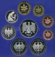 NSZK 1988D 1pf-5M (9xklf) forgalmi sor műanyag dísztokban T:PP kis patina FRG 1988D 1 Pfennig - 5 Ma...