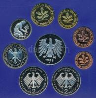 NSZK 1988F 1pf-5M (9xklf) forgalmi sor műanyag dísztokban T:PP FRG 1988F 1 Pfennig - 5 Mark (9xdiff)...