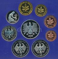 NSZK 1989J 1pf-5M (9xklf) forgalmi sor műanyag dísztokban T:PP FRG 1989J 1 Pfennig - 5 Mark (9xdiff)...