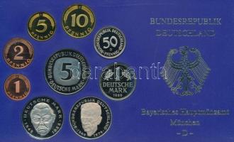 NSZK 1989D 1pf-5M (9xklf) forgalmi sor műanyag dísztokban T:PP FRG 1989D1 Pfennig - 5 Mark (9xdiff) coin set in plastic case C:PP