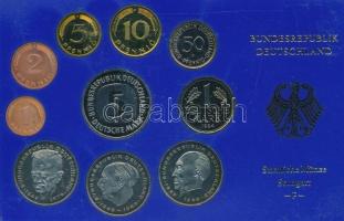 NSZK 1984F 1pf-5M (10xklf) forgalmi sor kissé karcos műanyag dísztokban T:PP FRG 1984F 1 Pfennig - 5 Mark (10xdiff) coin set in slightly scratched plastic case C:PP