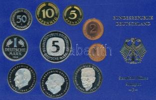 NSZK 1985F 1pf-5M (10xklf) forgalmi sor műanyag dísztokban T:PP FRG 1985F 1 Pfennig - 5 Mark (10xdiff) coin set in plastic case C:PP