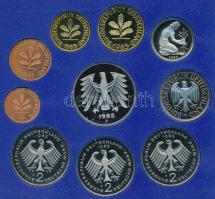 NSZK 1985F 1pf-5M (10xklf) forgalmi sor műanyag dísztokban T:PP FRG 1985F 1 Pfennig - 5 Mark (10xdif...