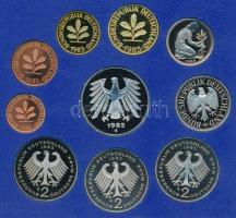 NSZK 1985G 1pf-5M (10xklf) forgalmi sor műanyag dísztokban T:PP FRG 1985G 1 Pfennig - 5 Mark (10xdif...