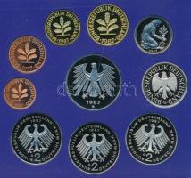 NSZK 1987G 1pf-5M (10xklf) forgalmi sor műanyag dísztokban T:PP FRG 1987G 1 Pfennig - 5 Mark (10xdif...