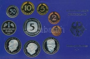 NSZK 1987J 1pf-5M (10xklf) forgalmi sor műanyag dísztokban T:PP patina FRG 1987JG 1 Pfennig - 5 Mark (10xdiff) coin set in plastic case C:PP patina