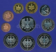 NSZK 1987J 1pf-5M (10xklf) forgalmi sor műanyag dísztokban T:PP patina FRG 1987JG 1 Pfennig - 5 Mark...