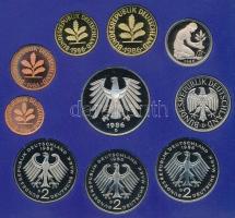 NSZK 1986D 1pf-5M (10xklf) forgalmi sor műanyag dísztokban T:PP patina FRG 1986D 1 Pfennig - 5 Mark ...
